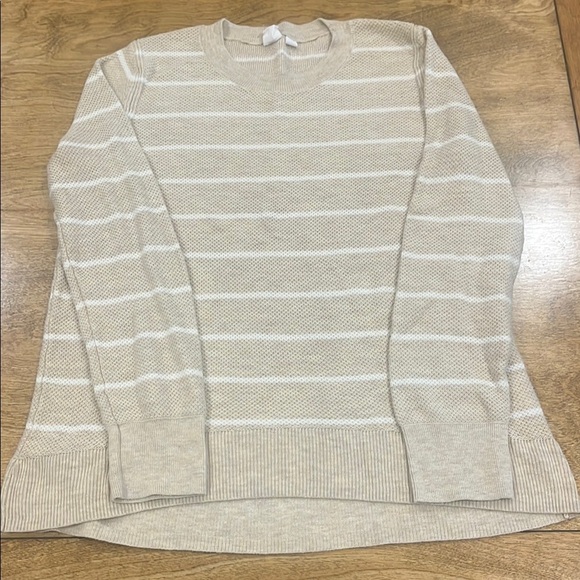 GAP Cream and White Crew Neck Sweater with Stripes - Picture 1 of 5